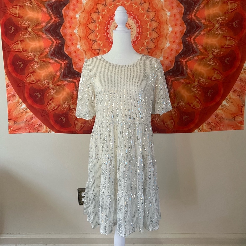 Elegant Sequin White Dress